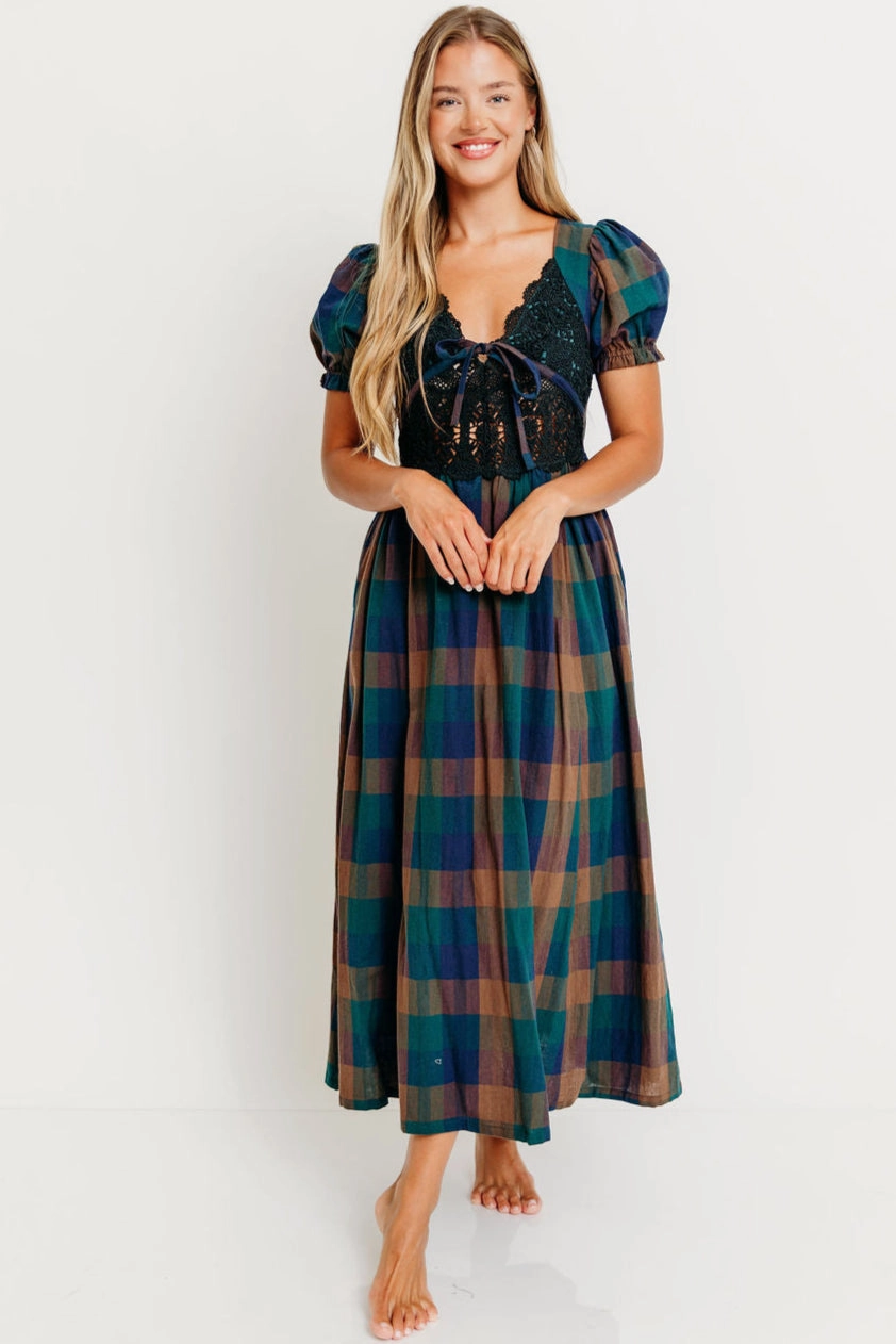 Alexandra Midi Dress in Pine Pure Tone