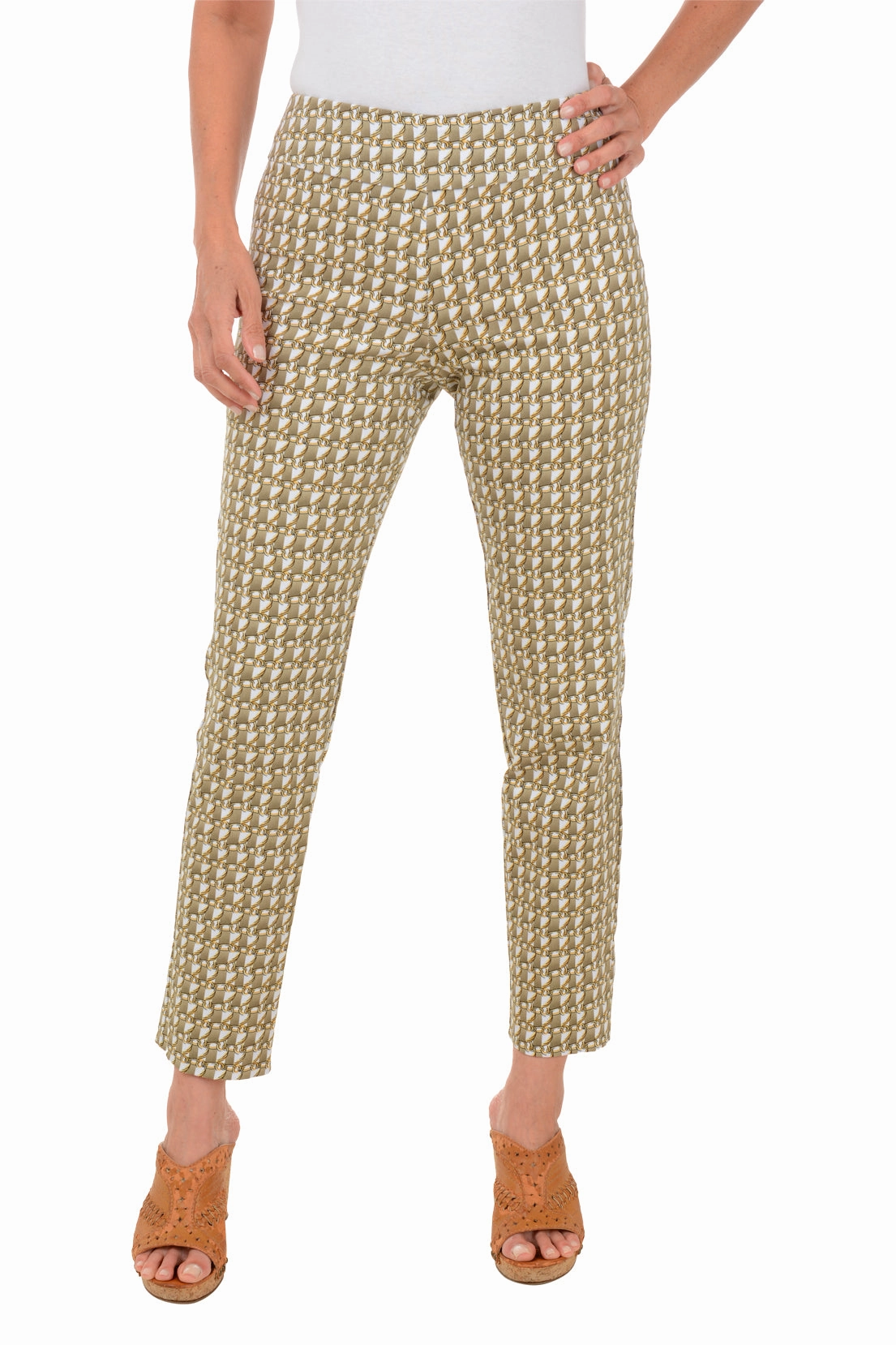 White Gold Chains Pull-On Ankle Pant HypoallergenicMaterial