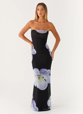 Jorja Maxi Dress - Flower Print Glossy-Finish