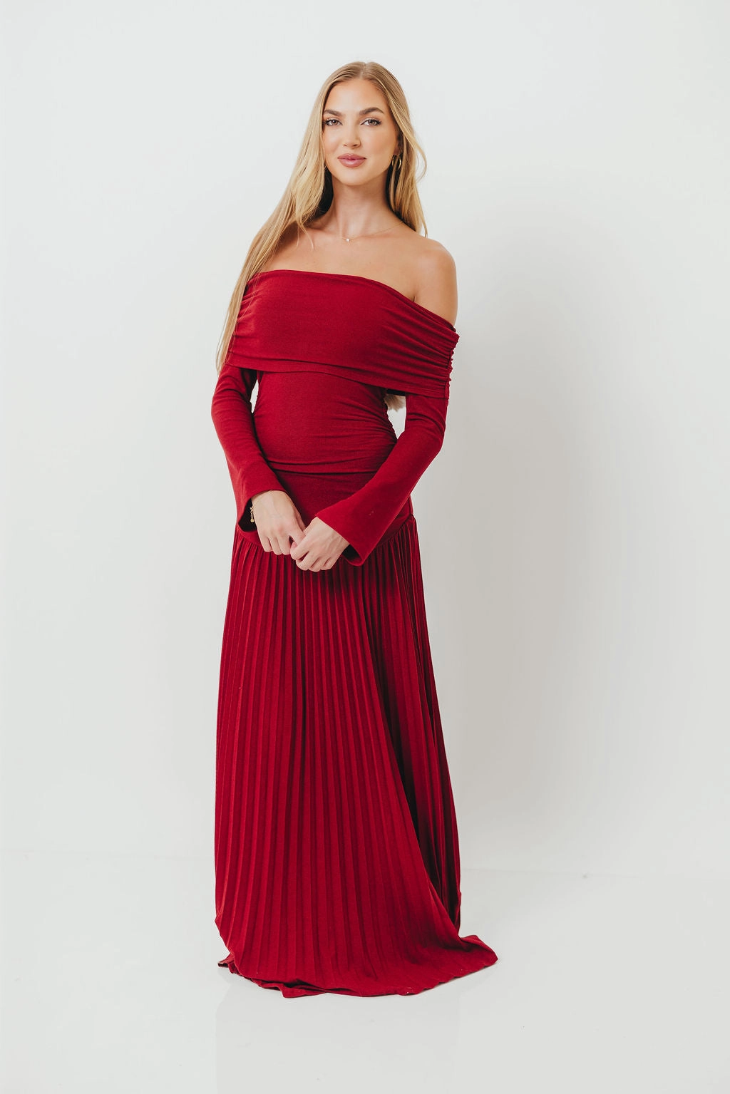 Cozy And Stylish Lennox Long Sleeve Maxi Dress in Red