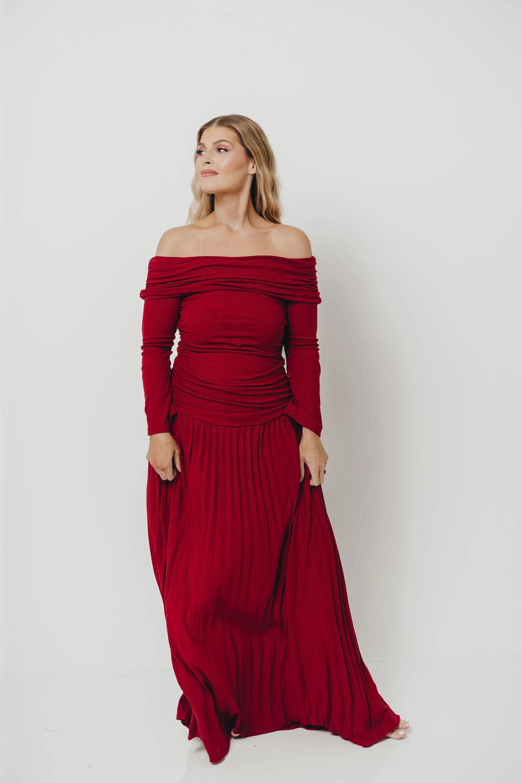 Cozy And Stylish Lennox Long Sleeve Maxi Dress in Red