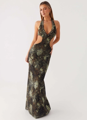 Year Rounder Lace-Sleeve Indra Maxi Dress - Cyber Floral