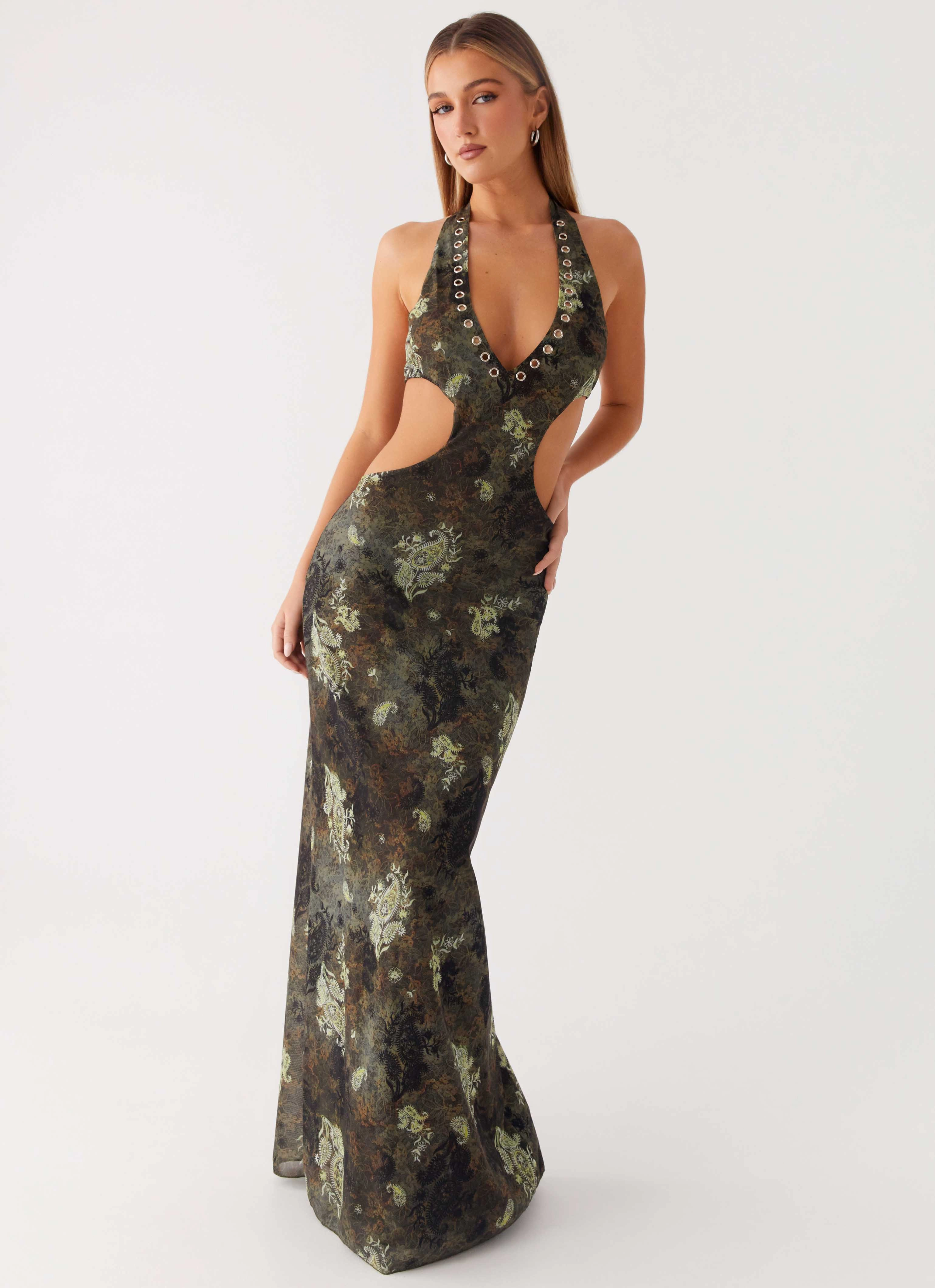 Year Rounder Lace-Sleeve Indra Maxi Dress - Cyber Floral