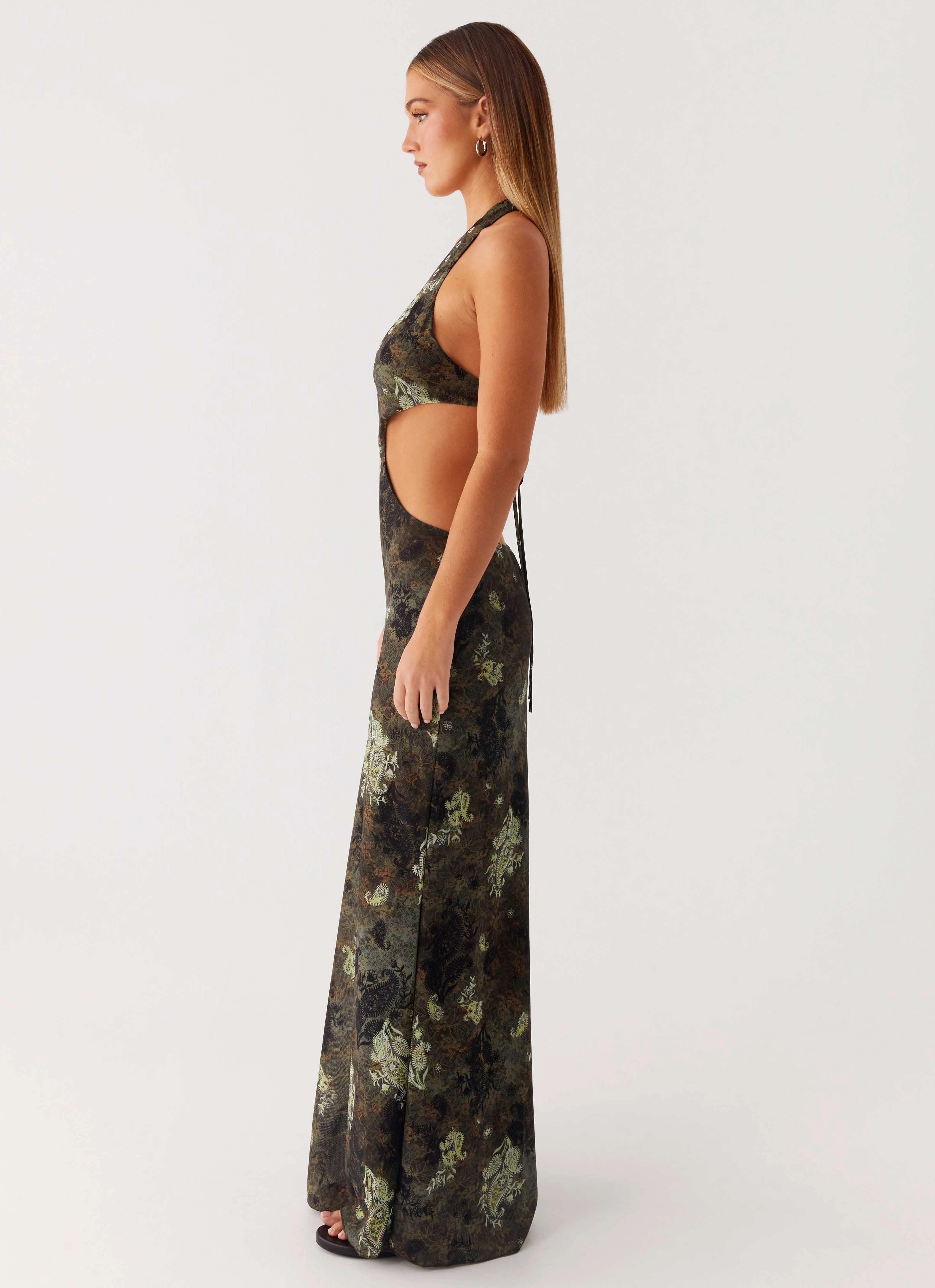Indra Maxi Dress - Cyber Floral Pure Color