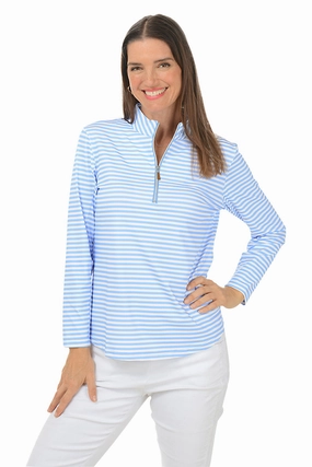 Periwinkle Striped Mock Neck UPF50  Top summer look