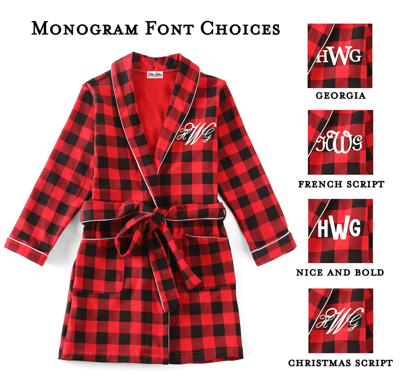 Personalized Buffalo Plaid Christmas Robe