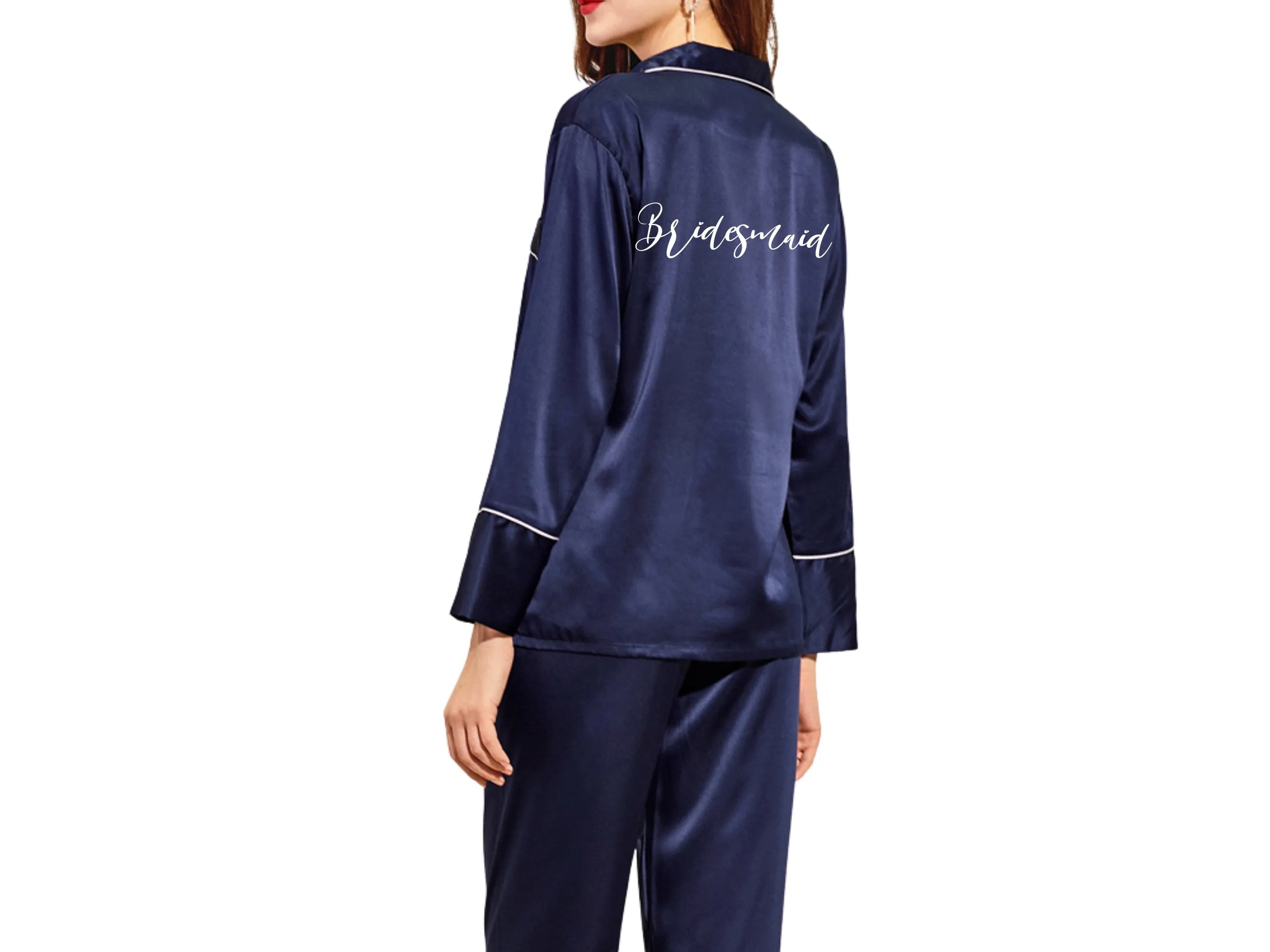 Personalized SET Silk Pajamas, Bridesmaids Long Pants   Shirt Bridal Pants bridesmaid pajamas, Bridesmaid gifts Bridesmaid pajama