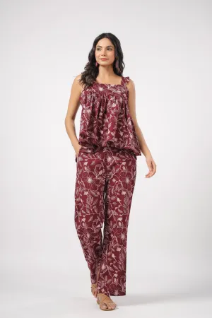 Petal Paradise Cotton Loungewear Top Set