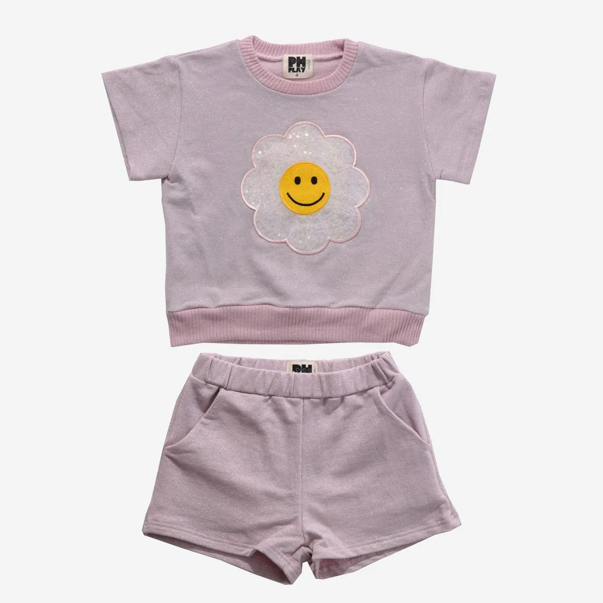 Petite Hailey Sweatshirt Set in Pink Metallic Daisy