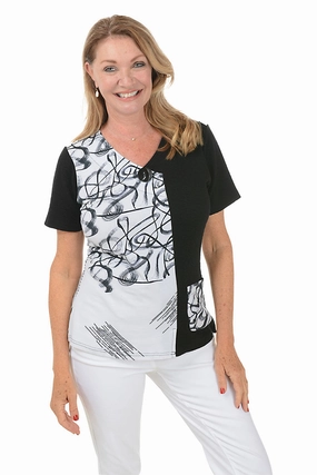 Petite Belle Button Pocket Short Sleeve Top FlexFoamInserts