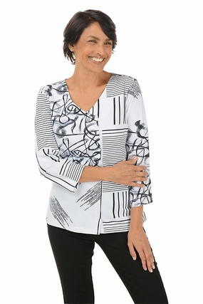 Stretch Woven Material Petite Belle Surplice V-Neck Knit Top