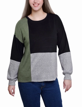 Petite Color-Blocked Top Built In Filter Layer NonPill Surface Treatment