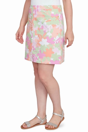 Petite I Pink I Can Floral Skort Hassle free maintenance Roll Resistant Waist