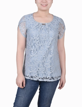 Petite Lace Petal Sleeve Top NonScratchSurface UV Protective Layer