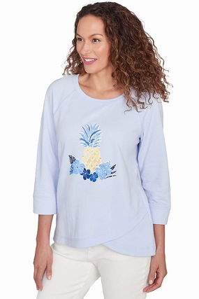 Soft Cotton Blend Petite Making Waves Pineapple Tulip Hem Top