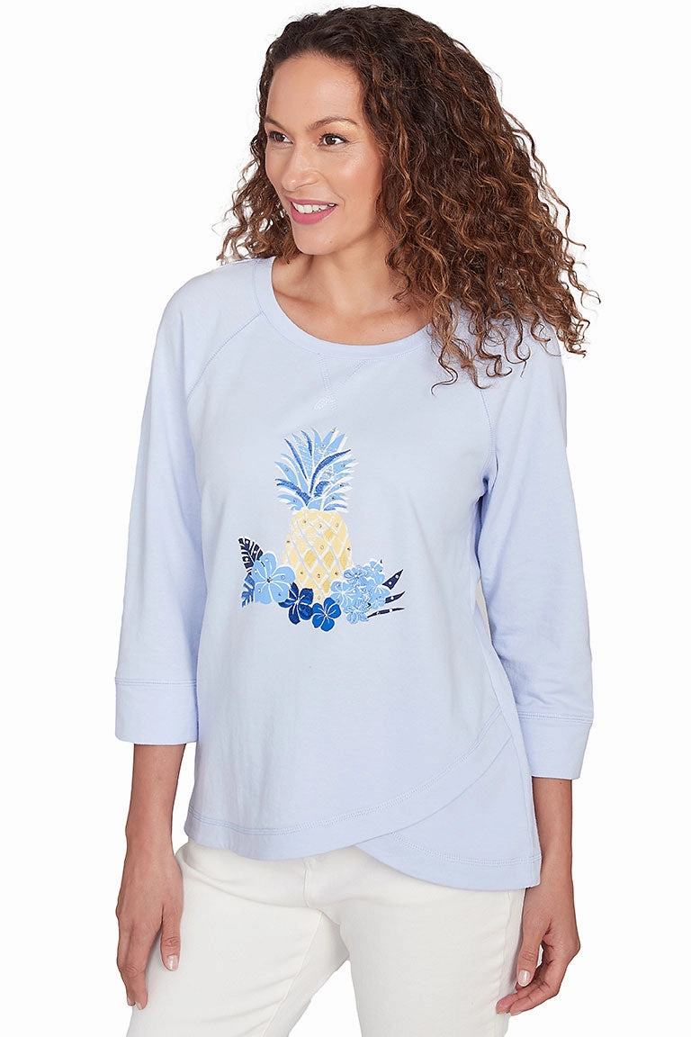 Soft Cotton Blend Petite Making Waves Pineapple Tulip Hem Top
