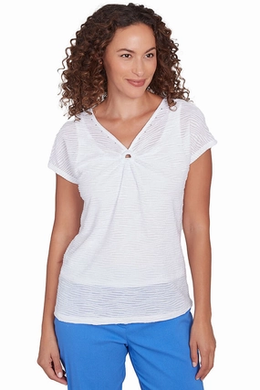 Luxurious Feel Petite Making Waves Studded Ring Neck Top