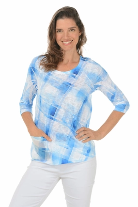 Petite Painted Plaid Seqin Pocket Knit Top HypoallergenicFabric