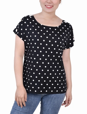 Petite Short Extended Sleeve Top Minimalist Styling DoubleStitched Hemming