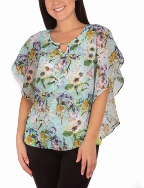 Petite Solid Poncho Top With Hardware At Neck FlexibleElasticatedEdging Versatile Layering Cut
