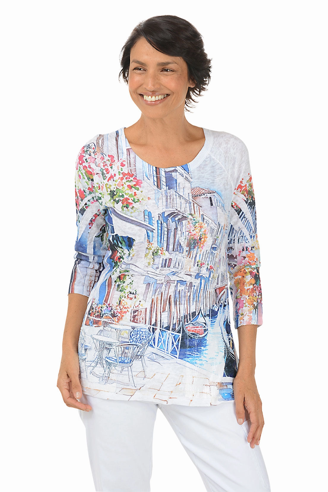 Petite Venice Sequin Pocket Knit Top YarnBlend