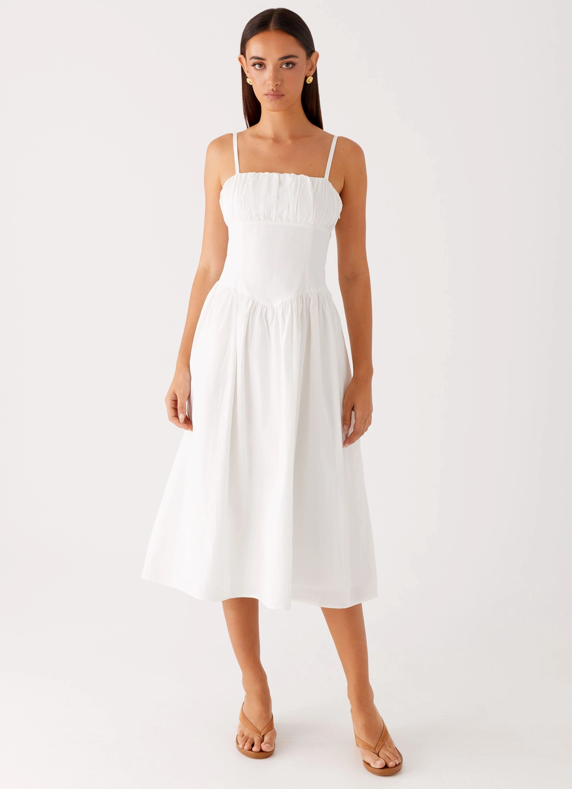 Fashion Layers Minimalist Fit Phillipa Midi Dress - White