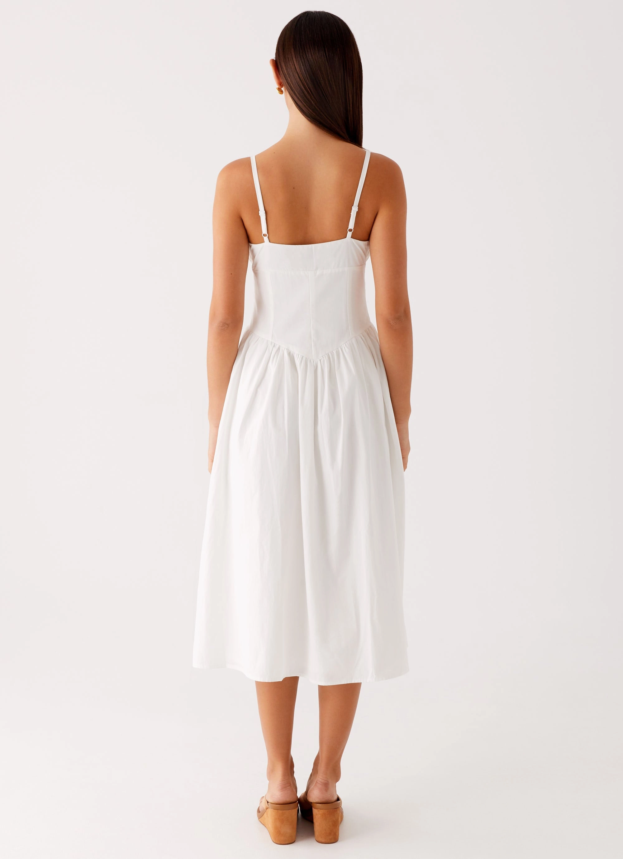 Phillipa Midi Dress - White Playful-Detail Elegant Wearable
