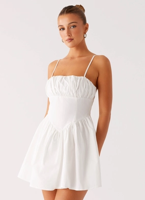 Phillipa Mini Dress - White Perfect Waistband urban vibe