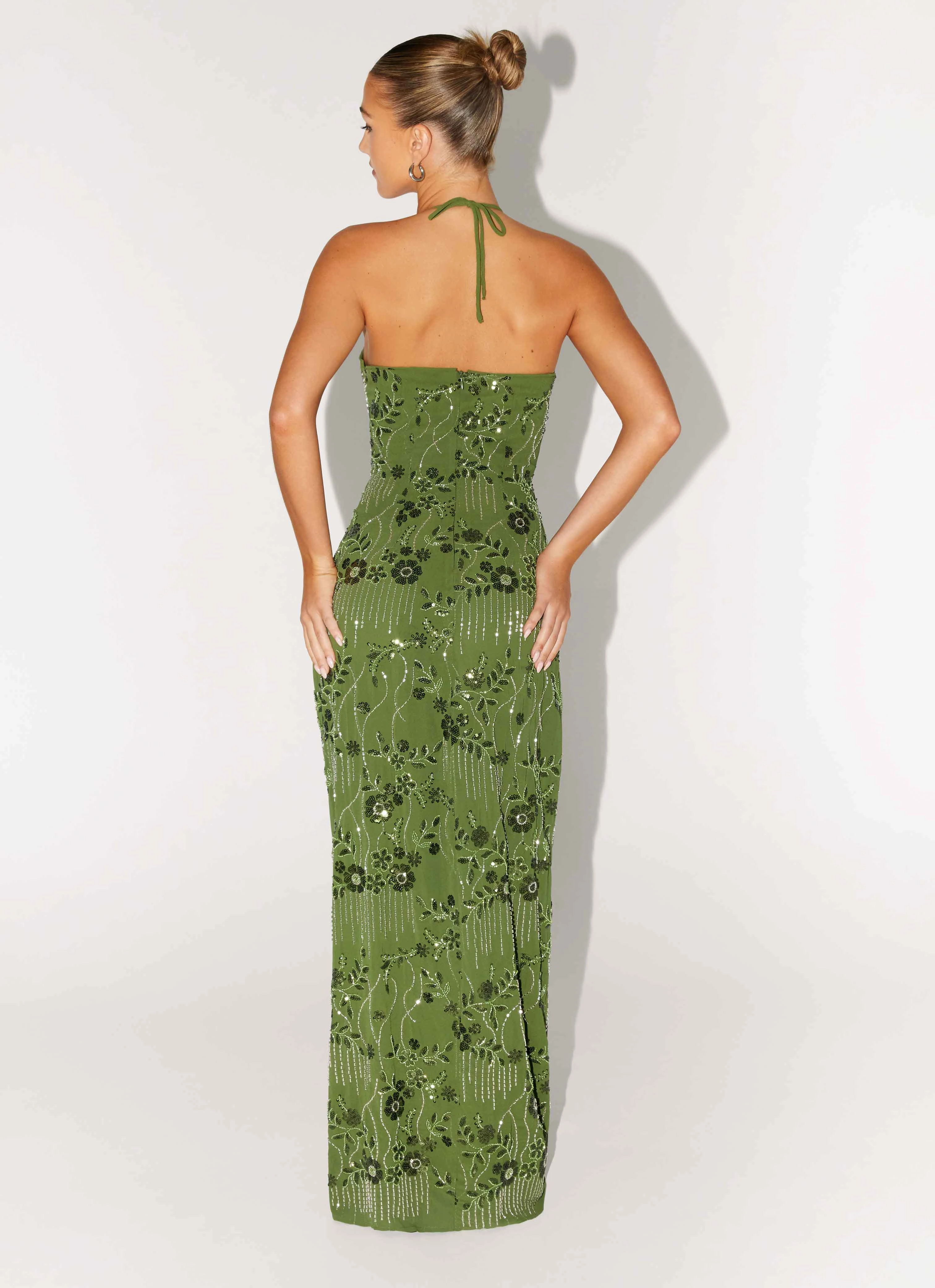 Phoenicia Beaded Maxi Dress - Khaki Stylish Appearance