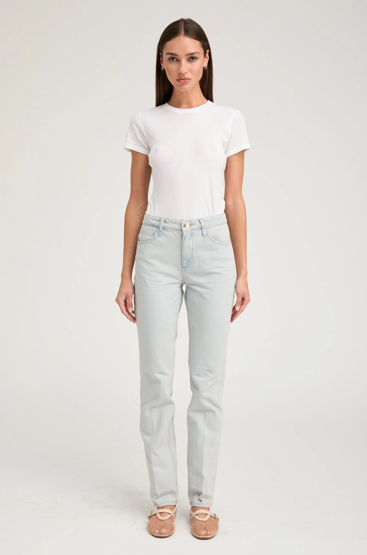 Layered Neckline Details TearResistant Blends Piaf Straight Leg Denim