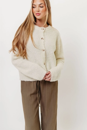 WeightedHem Pillow Talk Cardigan Top in Cream