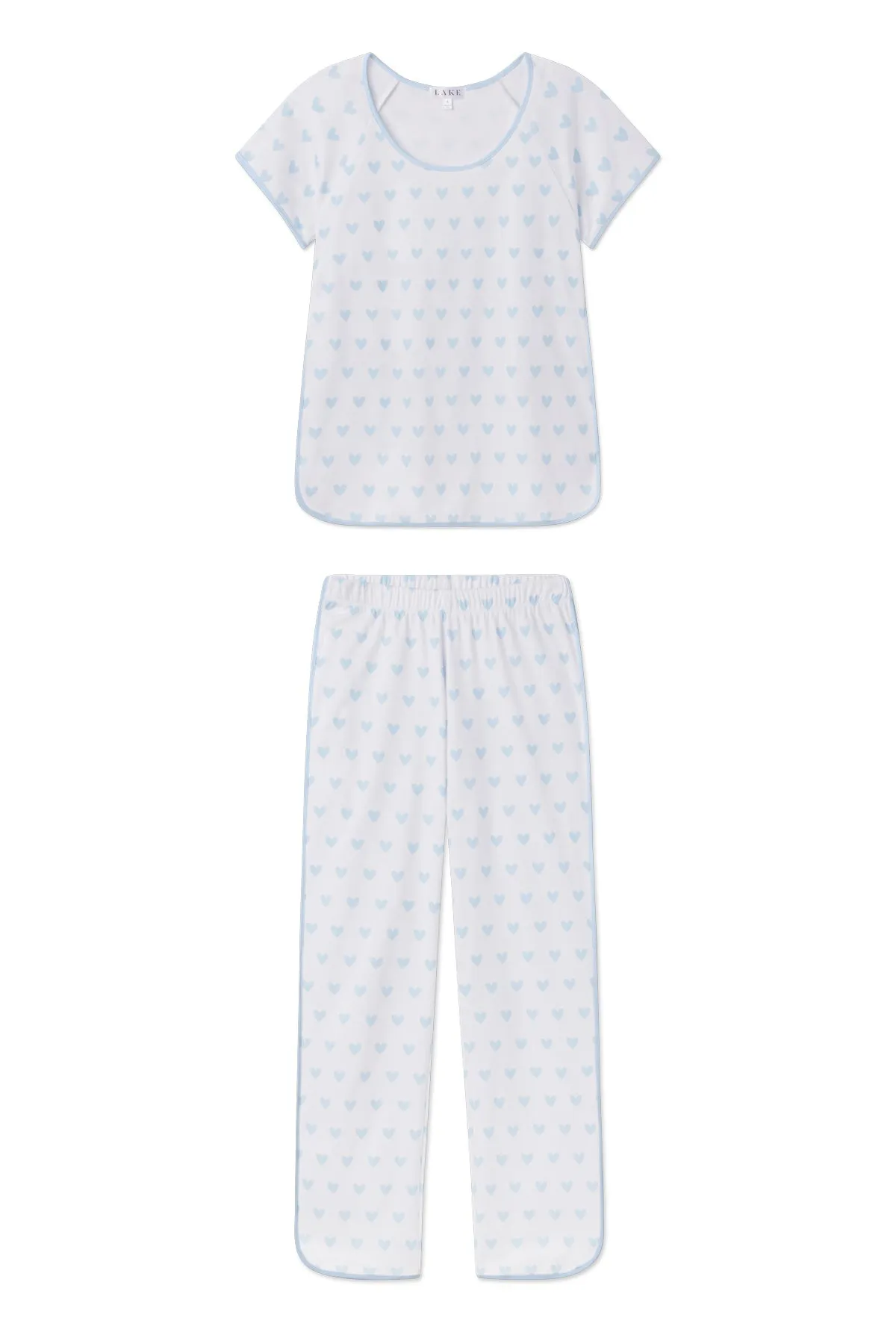 Pima Short-Long Set in French Blue Heart
