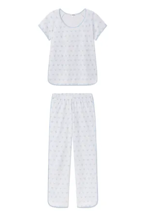 Pima Short-Long Set in French Blue Heart