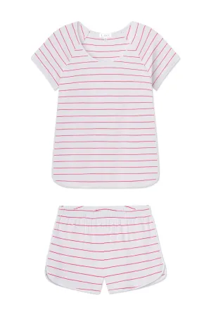 Pima Shorts Set in Geranium Boating Stripe
