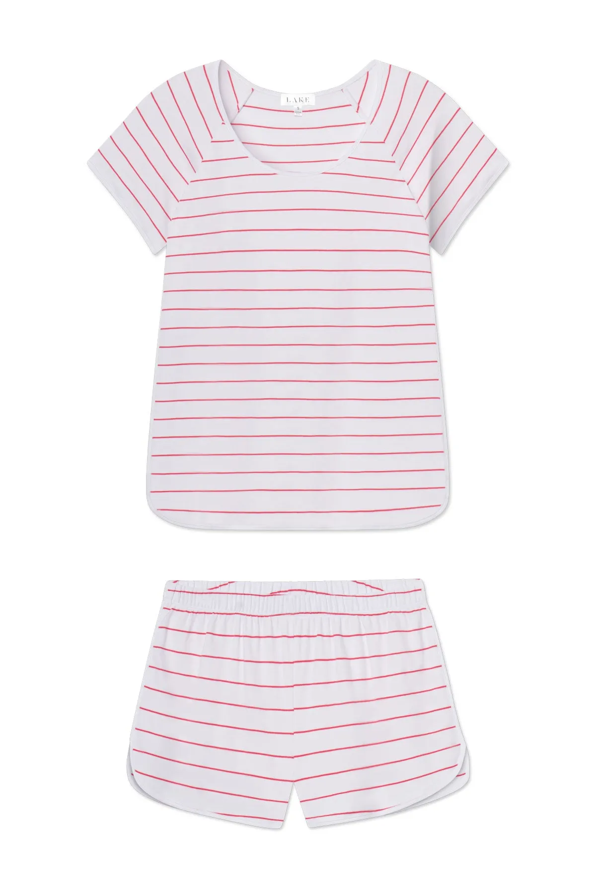 Pima Shorts Set in Geranium Boating Stripe
