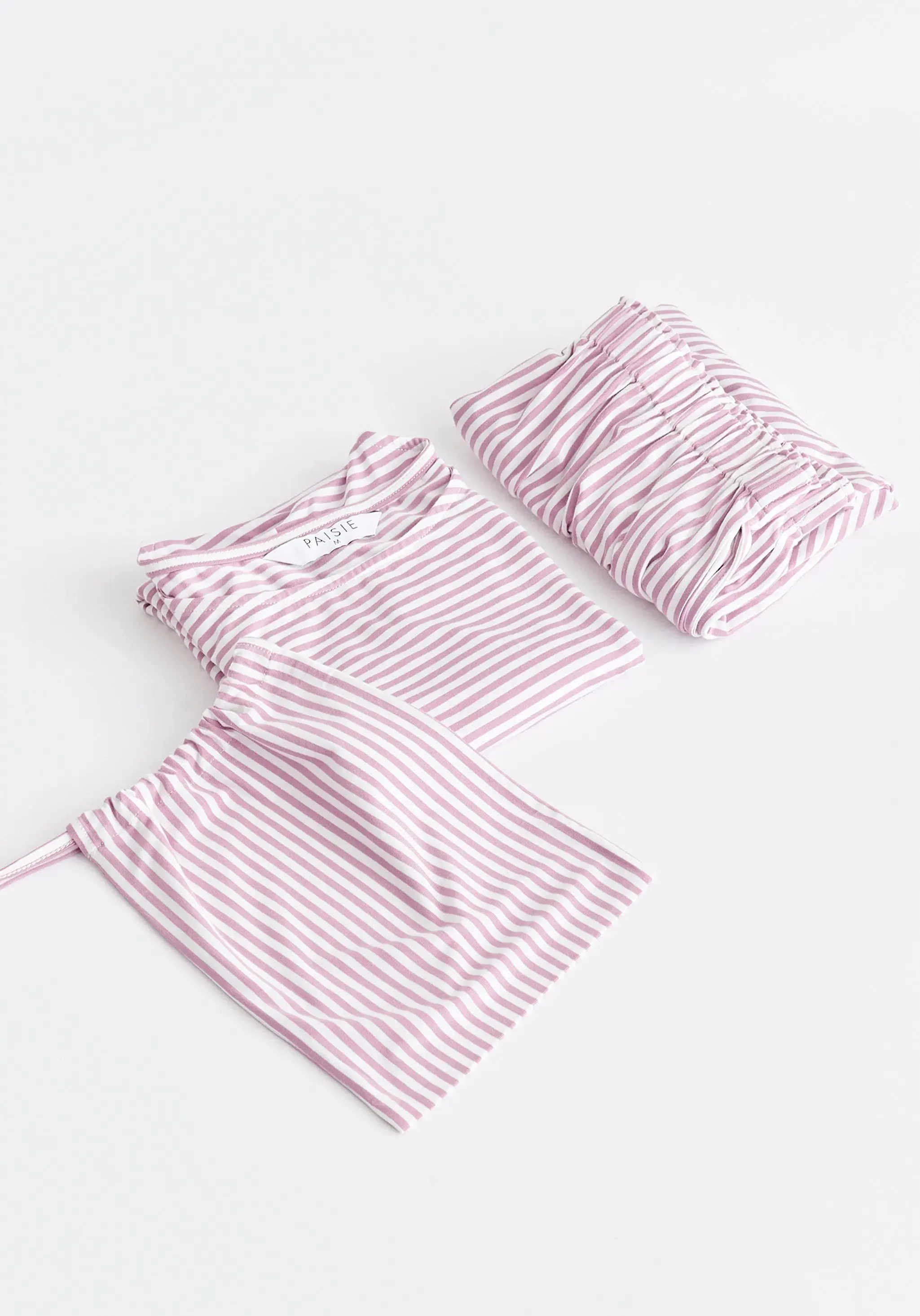 Pink and White Frill Pyjama T-Shirt Set With Matching Overnight Pouch
