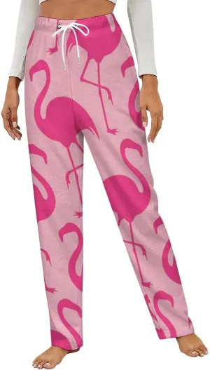 Pink Flamingo Women's Flannel Pajama Pants Fleece Lounge Sleep Bottoms PJ
