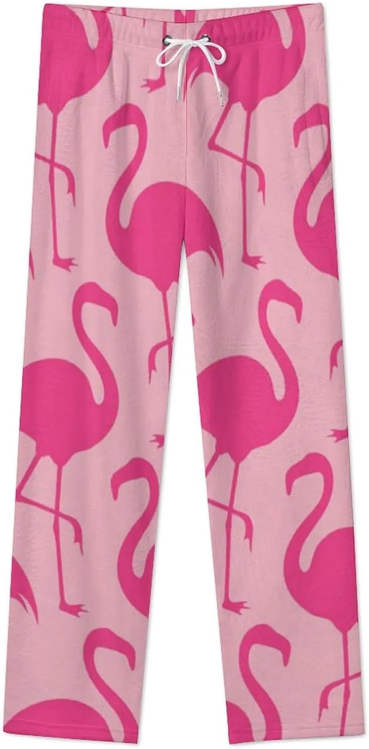Pink Flamingo Women's Flannel Pajama Pants Fleece Lounge Sleep Bottoms PJ