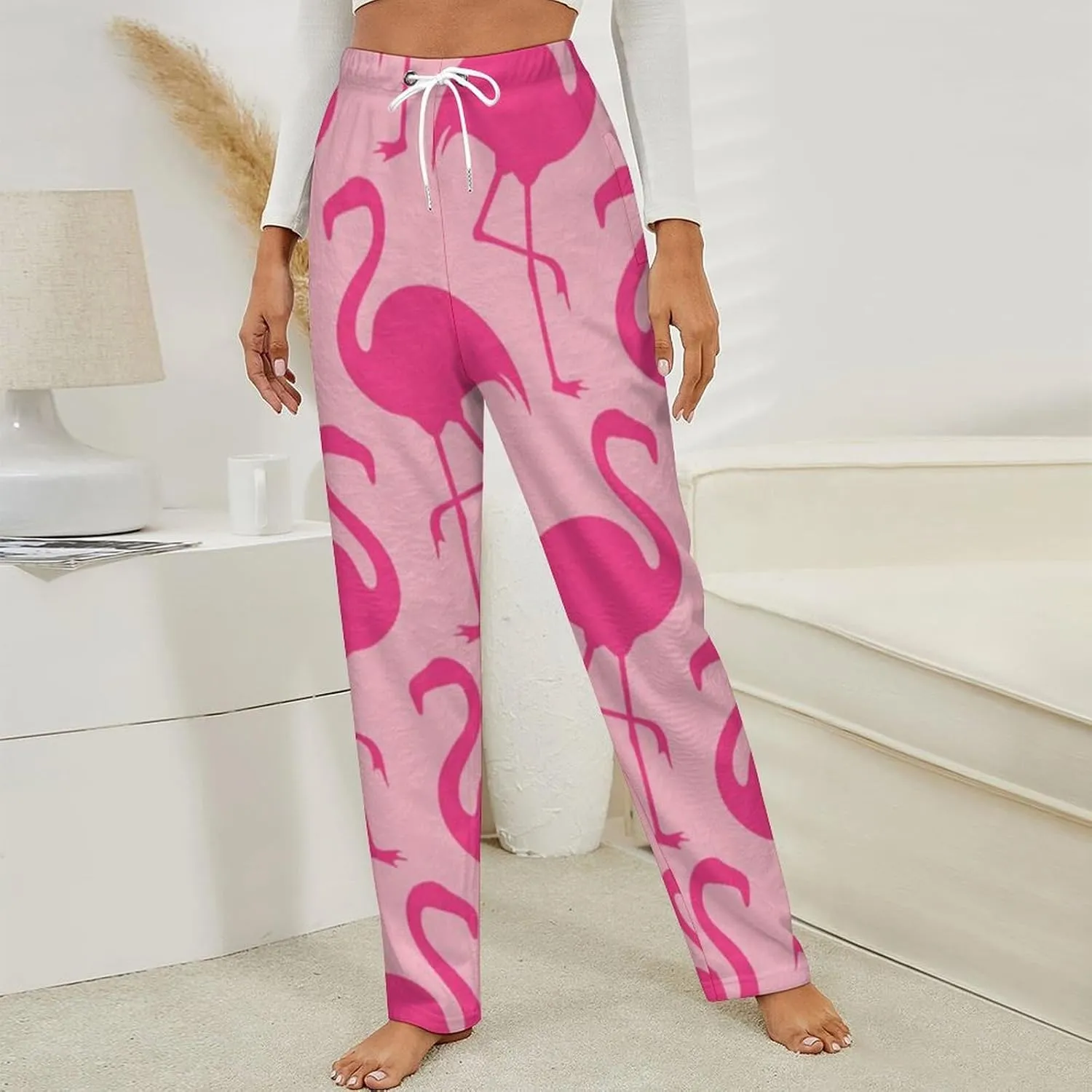 Pink Flamingo Women's Flannel Pajama Pants Fleece Lounge Sleep Bottoms PJ