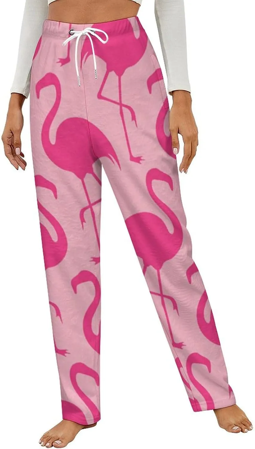 Pink Flamingo Women's Flannel Pajama Pants Fleece Lounge Sleep Bottoms PJ