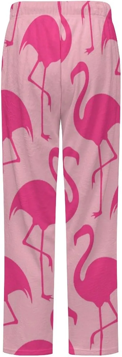 Pink Flamingo Women's Flannel Pajama Pants Fleece Lounge Sleep Bottoms PJ