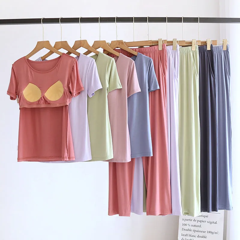Pink Modal Cotton Short Sleeve Pajama Set