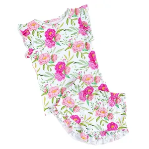 Pink Peony Ruffle Short Set