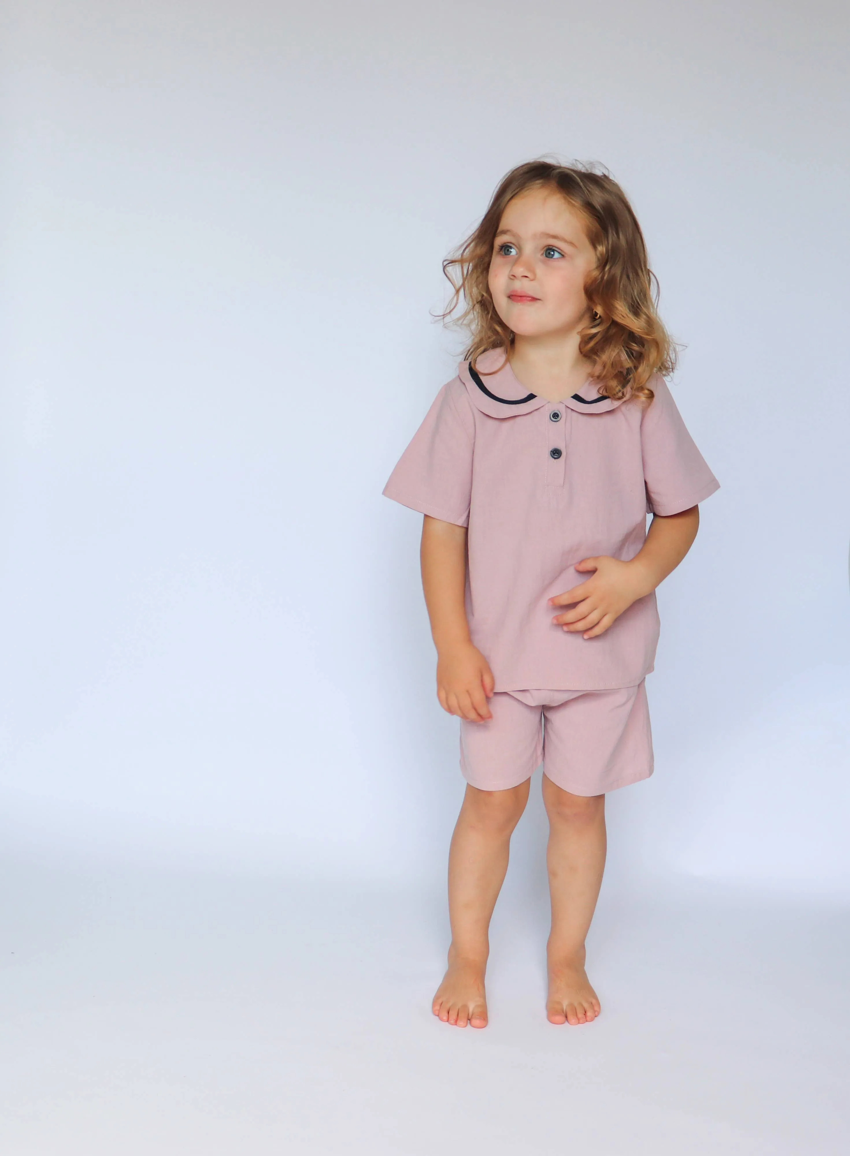 Pink Summer Lounge Set Peter Pan Collar Pyjama 2 Piece