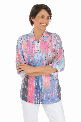Pink Parade Roll-Tab Knit Shirt Tencel Cotton Hybrid Weave
