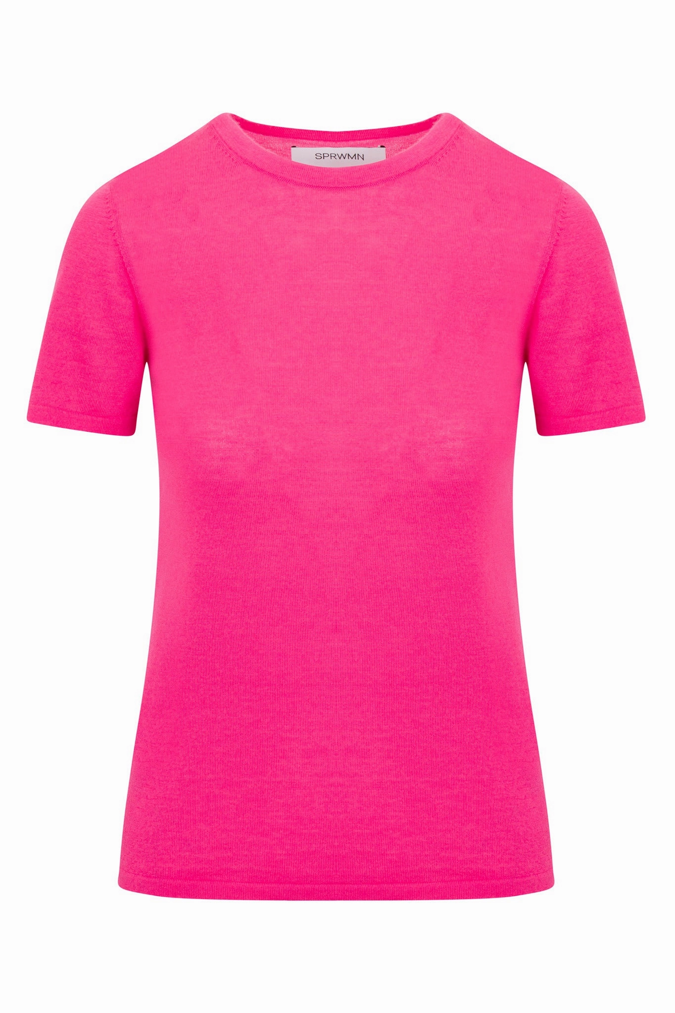 Pink Ultra Fine Cashmere Tee Grid Back Panel Comfy Fit