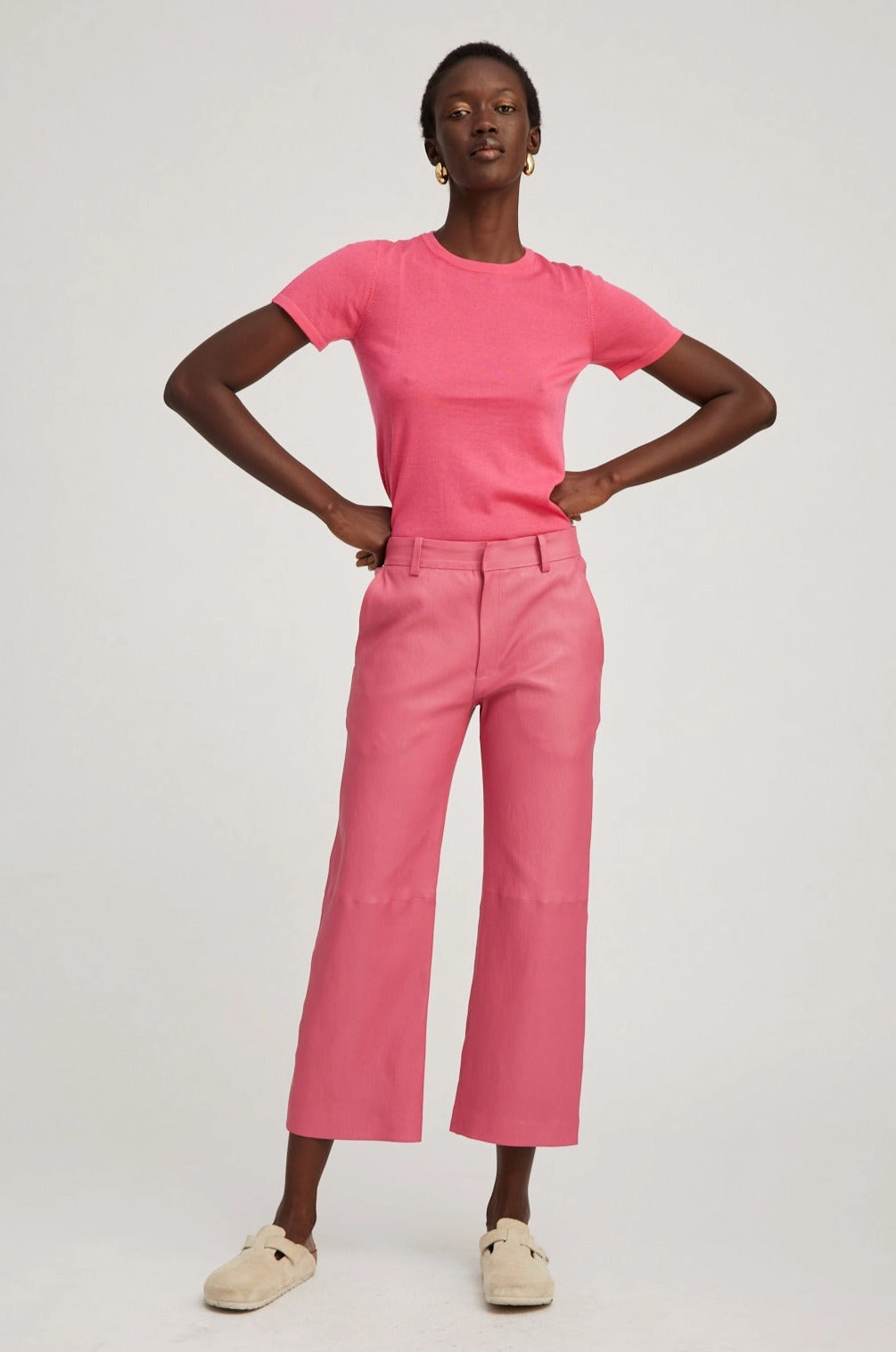 Pink Ultra Fine Cashmere Tee Circular Knit