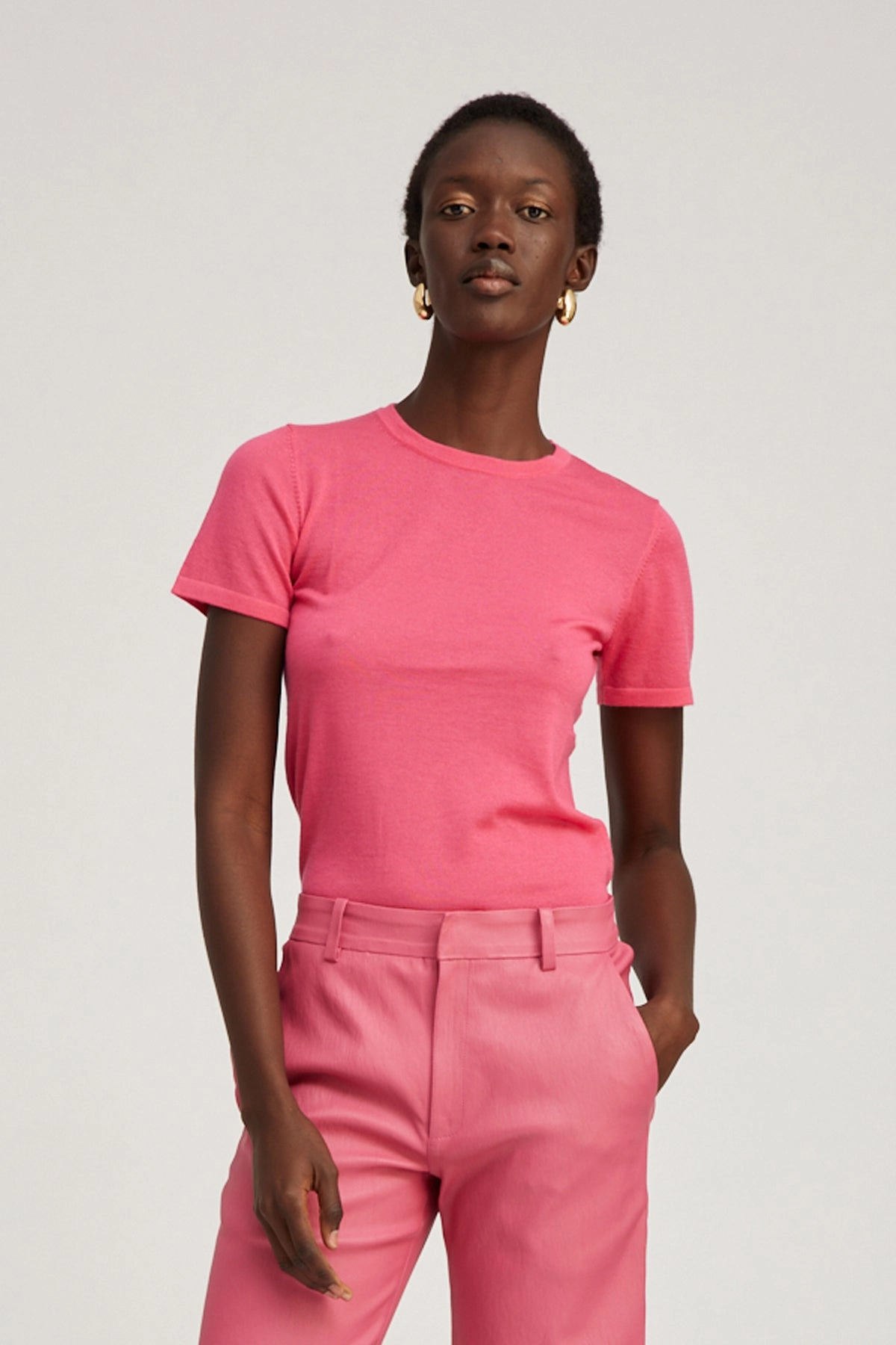 anti static coating Pink Ultra Fine Cashmere Tee