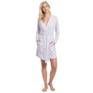 Pink/Grey Stripe 36" Hooded Robe