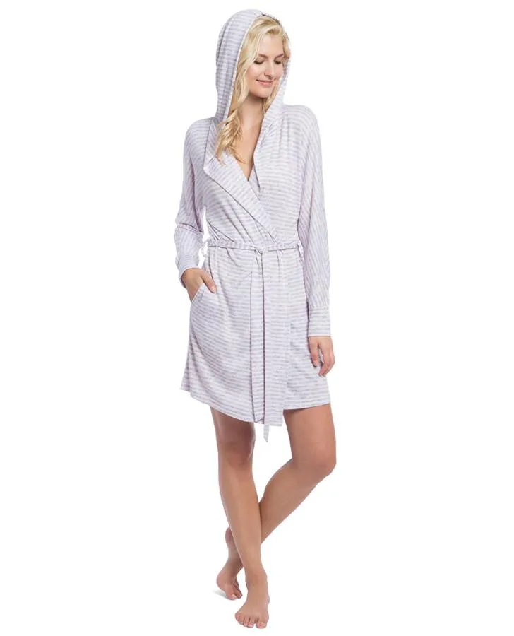 Pink/Grey Stripe 36" Hooded Robe